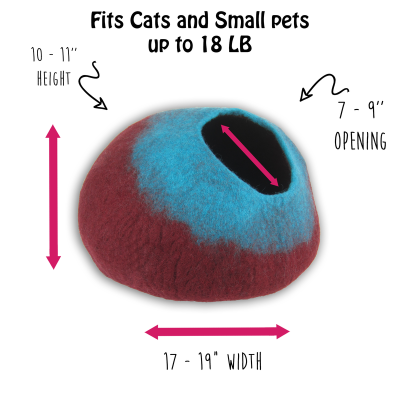 Maroon and Teal Cat Cave | Pet Bed