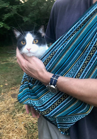 Dog Sling Carrier - Peacock Blue Woven