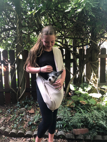 Dog Sling Carrier - Oatmeal Tan Linen