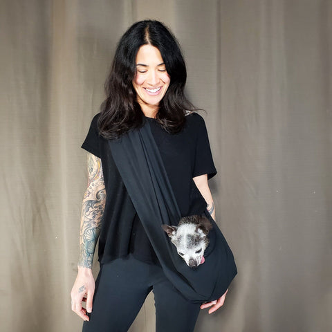 Dog Sling Carrier - Black Woven