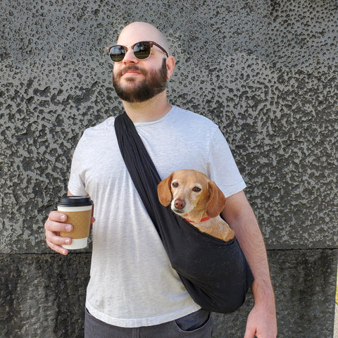 Dog Sling Carrier - Black Woven