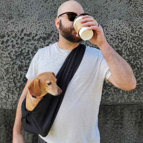 Dog Sling Carrier - Black Woven