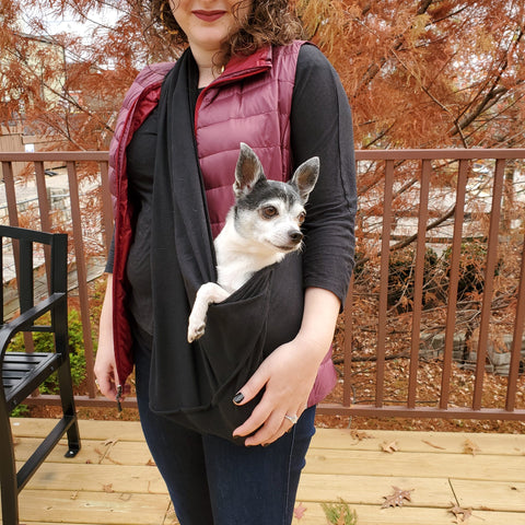 Dog Sling Carrier - Black Woven