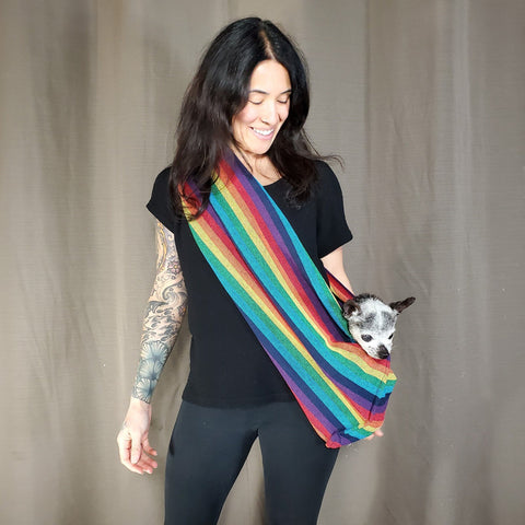 Dog Sling Carrier - Rainbow Woven