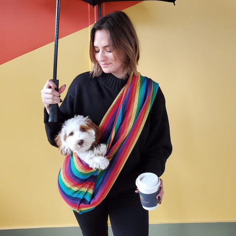 Dog Sling Carrier - Rainbow Woven