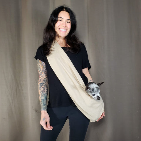 Dog Sling Carrier - Oatmeal Tan Linen