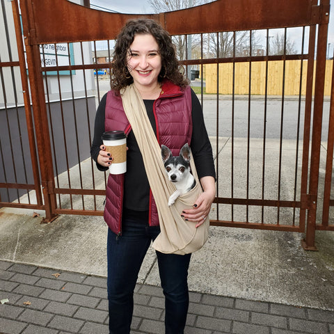 Dog Sling Carrier - Oatmeal Tan Linen