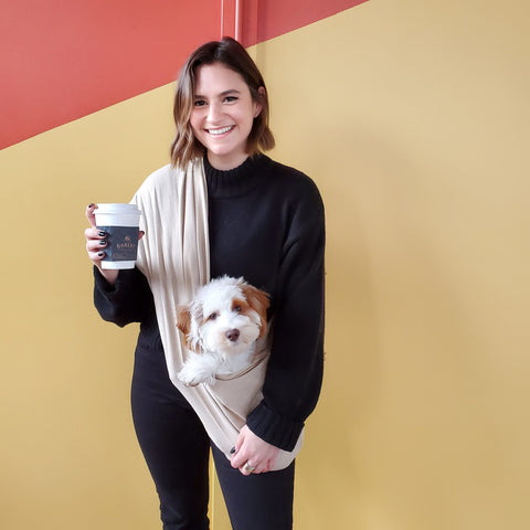 Dog Sling Carrier - Oatmeal Tan Linen