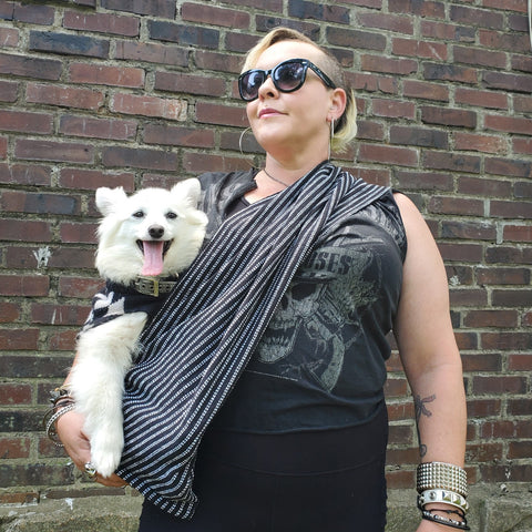 Dog Sling Carrier - Pinstripe Woven