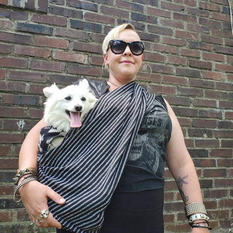 Dog Sling Carrier - Pinstripe Woven