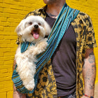 Dog Sling Carrier - Peacock Blue Woven