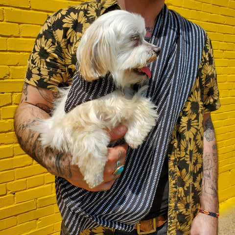 Dog Sling Carrier - Pinstripe Woven