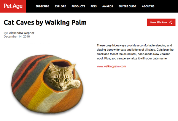 Pet Age features Walking Palm Cat Caves!!